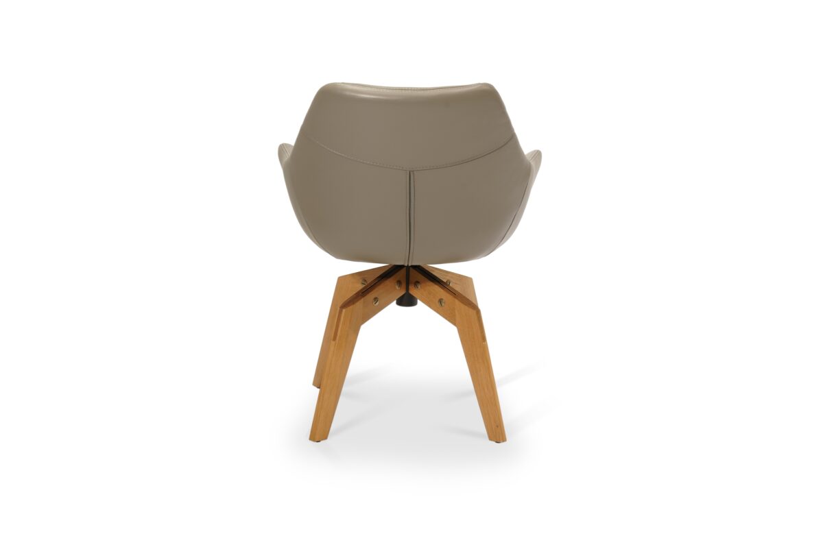 Carmen 02 – wygodne krzesła z podłokietnikami na obrotowych drewnianych nogach