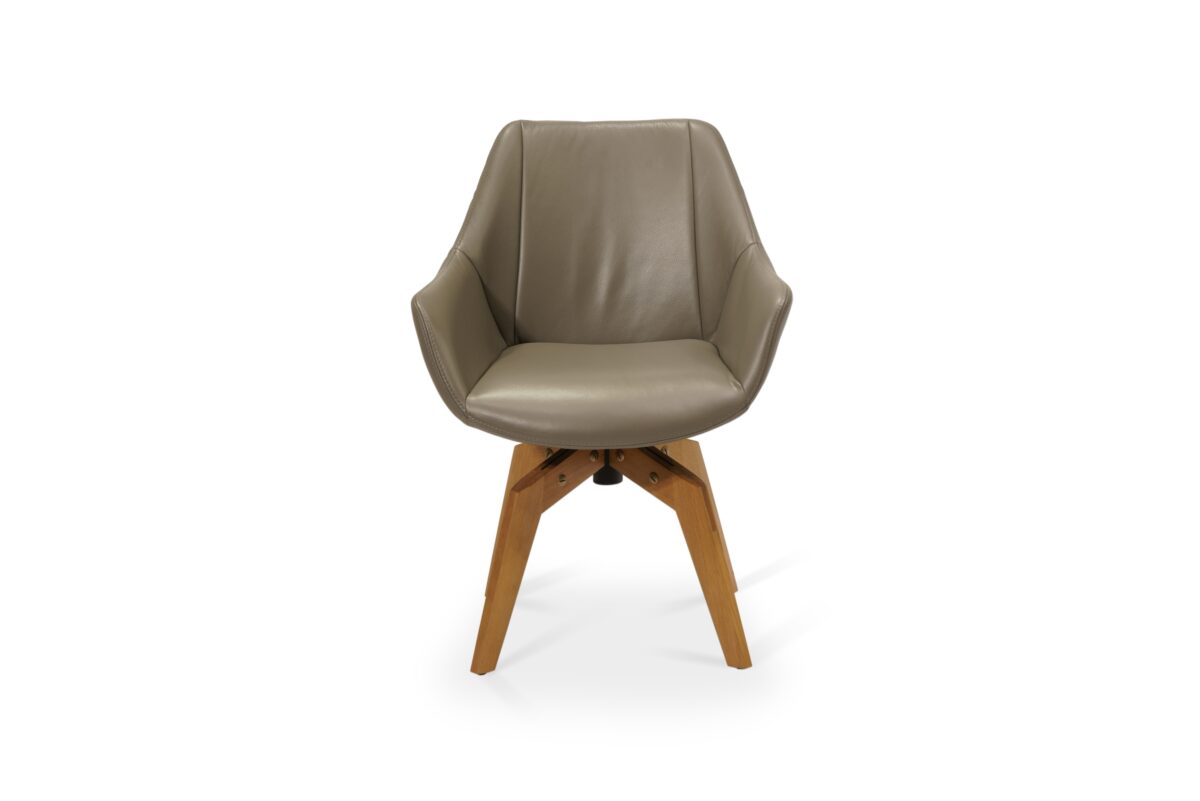 Carmen 02 – wygodne krzesła z podłokietnikami na obrotowych drewnianych nogach