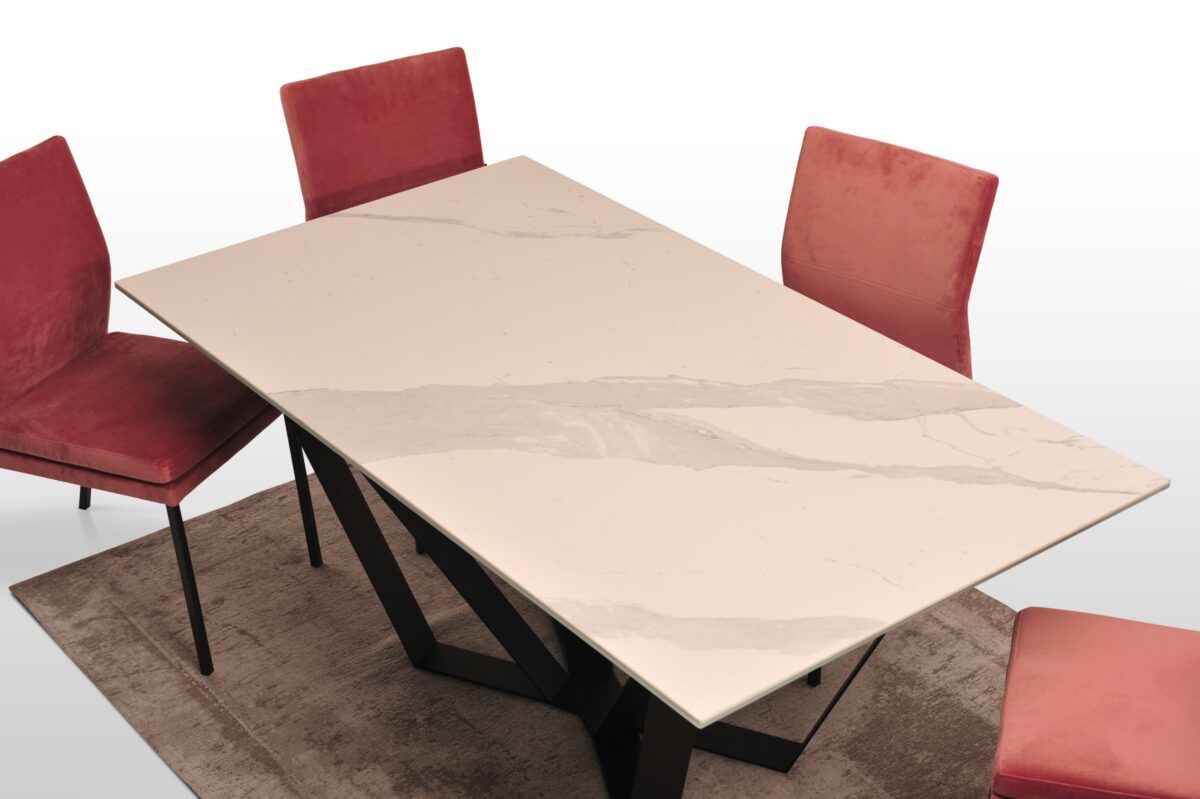 Stół A3 – nierozkładany spiek Statuario Venato mat, 220x100cm