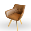 Krzesło TC K-15 – naturalna brązowa skóra naturalna na dębowych nogach