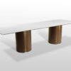 Funkcjonalny stół na brązowych kolumnach z dużym nierozkładanym blatem
