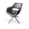 TC K16 – Czarny fotel obrotowy na aluminiowej nodze z podłokietnikiem – naturalna skóra