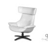 Nowoczesny Fotel z Białej Skóry i Dębowym Fornirem – Regulowane Oparcie, Elegancki Design CD985