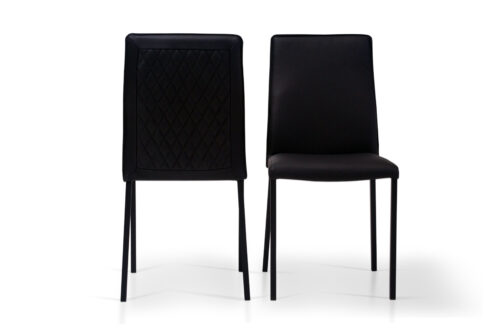 Krzesło K05 B – czarne skórzane krzesło na metalowych nogach