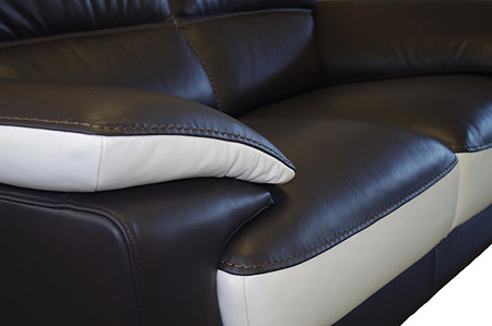 Adria sofa skórzana skóra czarna i biała