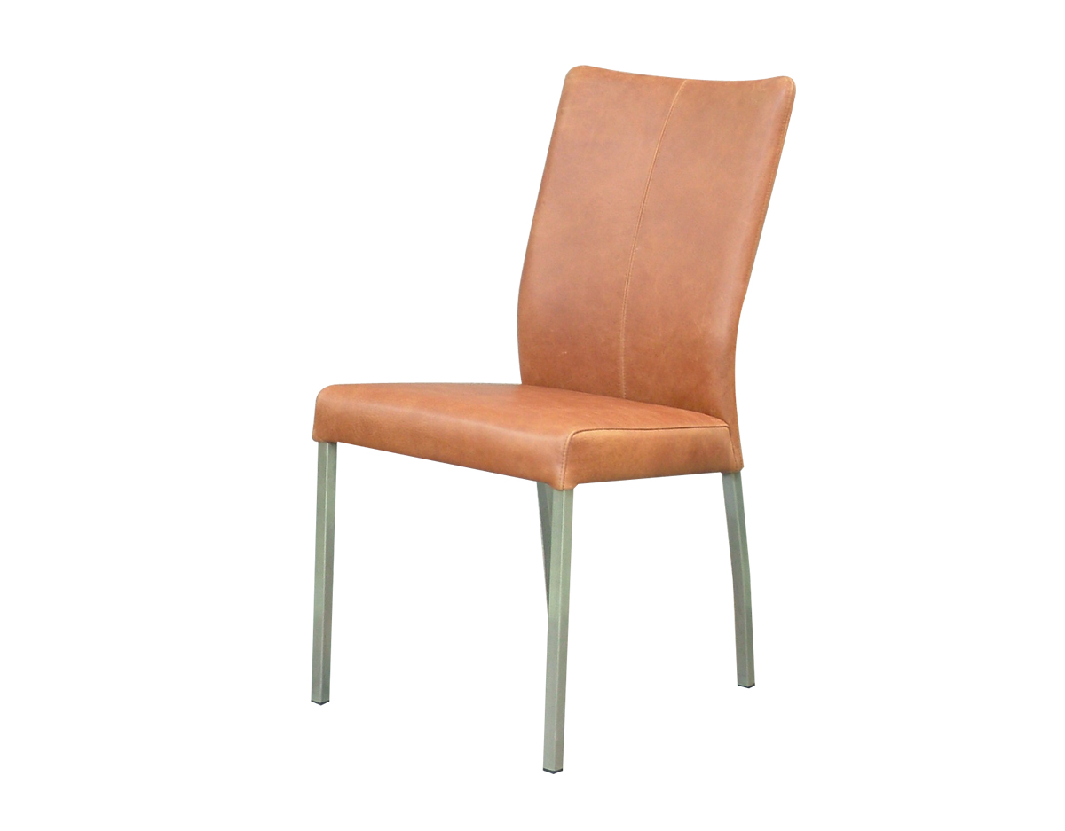 Carla1 krzesło z metalowymi nogami skórzane brązowe