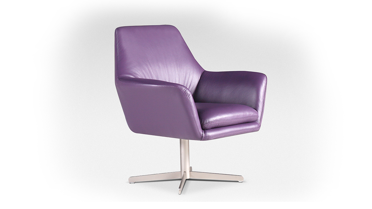 Foteliki fioletowy fotel obrotowy skórzany noga metalowa