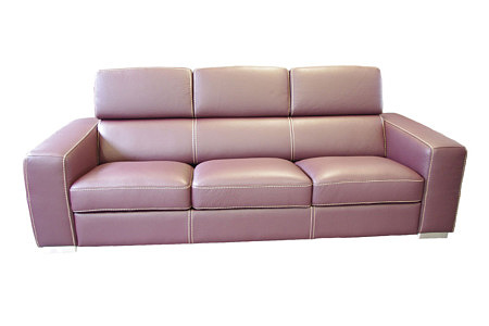 Genesis różowa sofa trzyosobowa ze skóry