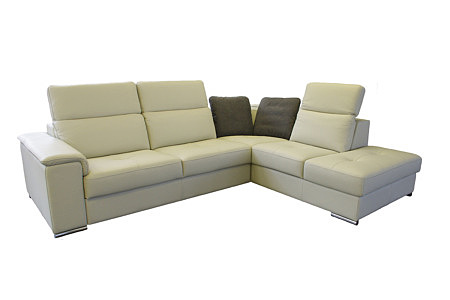 Genua biała skórzana sofa z metalowymi nogami