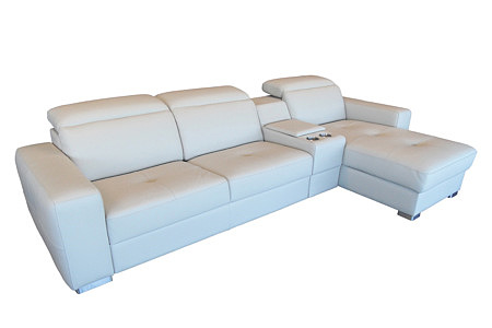 Genua biała sofa skórzana z funkcją spania