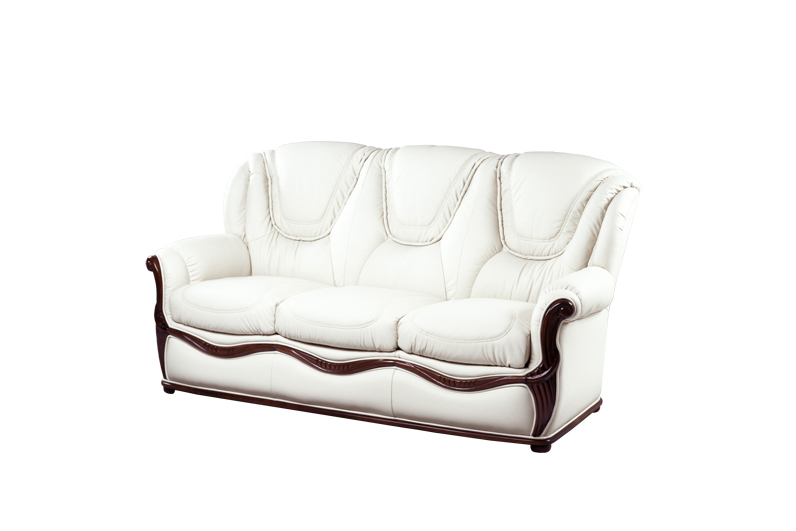 Innes biała stylowa sofa ze wstawkami z drewna