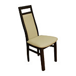 Ksara krzesło drewniane dębowe oparcie i siedzisko skórzane białe