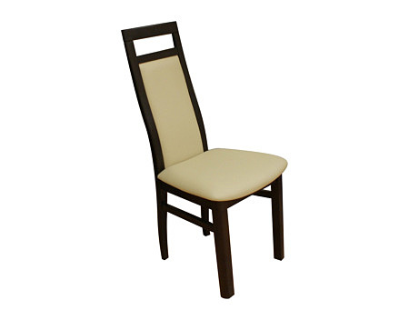 Ksara krzesło drewniane dębowe oparcie i siedzisko skórzane białe