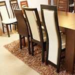 Kvenus krzesło drewniane tapicerowane oparcie skórzane
