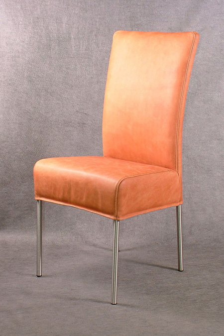 Lift krzesło skórzene nogi metalowe pomarańczowe