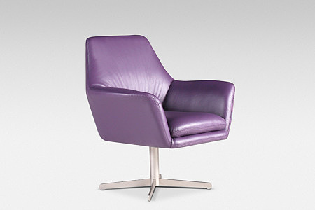 Nowoczeny fotel obrotowy fioletowy metalowa stopa