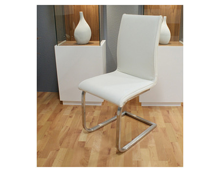 Nuvola krzesło na metalowych płozach skórzane białe