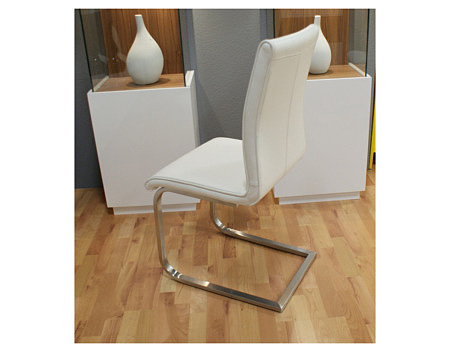 Nuvola krzesło skórzane białe metalowe płozy