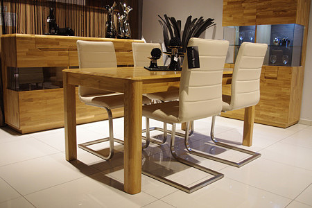 Palermo stół dębowy białe krzesła z metalowymi nogami