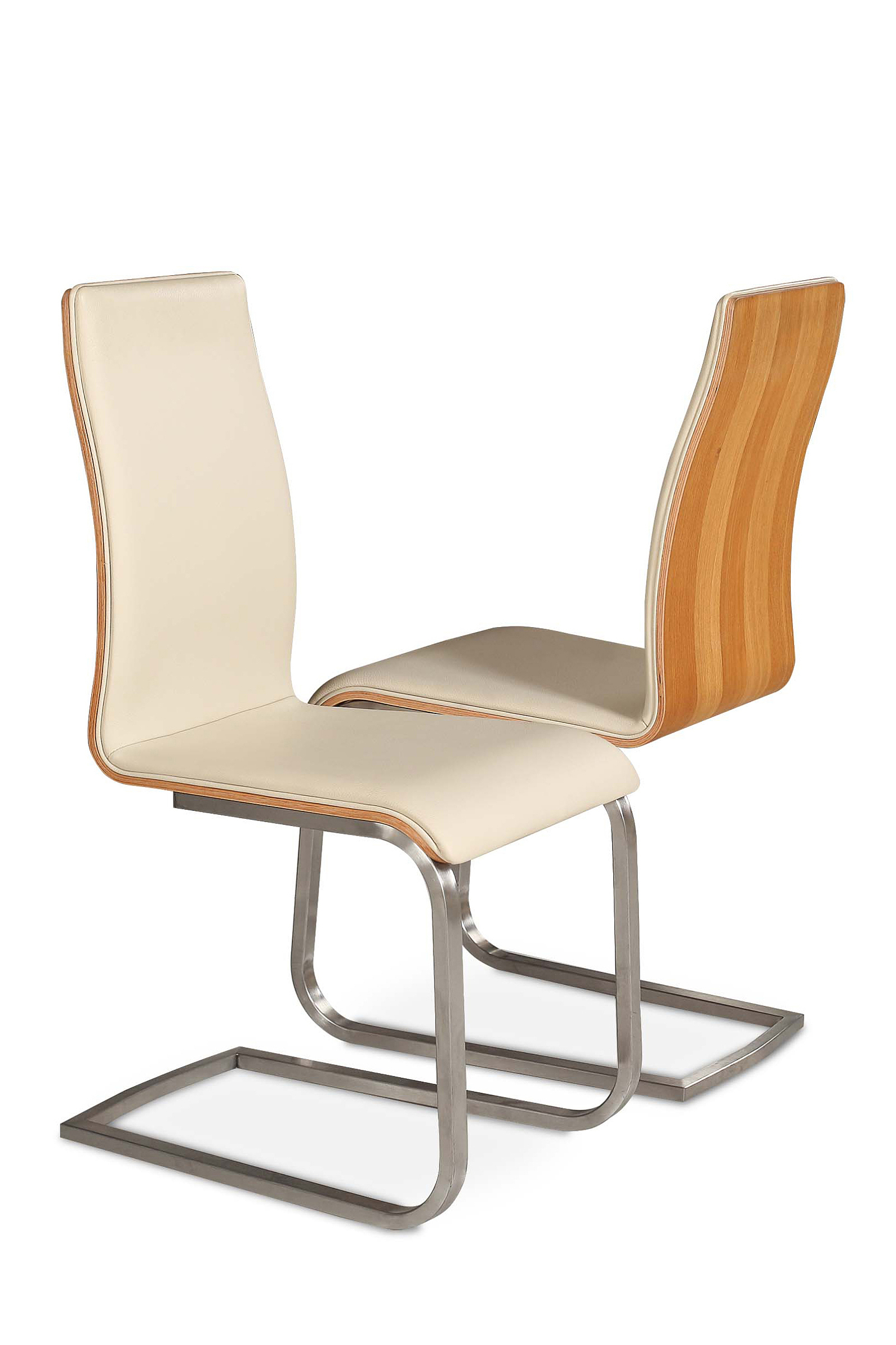 Paola skórzane nowoczesne krzesło metalowe na płozach orzech amerykański