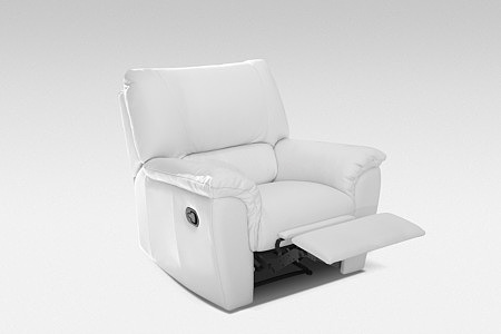 Relax fotel skórzany biały z wysuwanym podnóżkiem