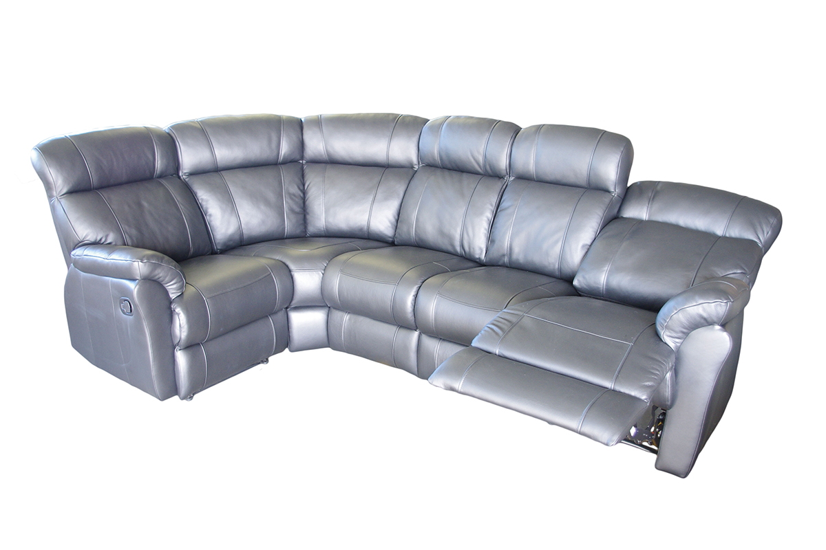 Relax szara skórzana sofa z funkcją relax