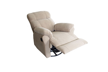 Nowoczesny fotel tapicerowany tkaniną z funkcją relax