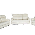 Komplet białych mebli wypoczynkowych skórzanych 3+2+1 - sofa 3-osobowa, kanapa 2-osobowa i fotel