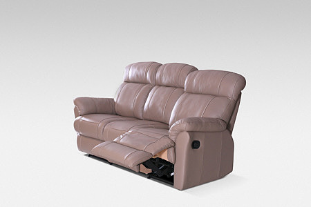 Relax3 - sofa skórzana beżowa z funkcją relax, sofa 3-osobowa