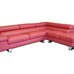 Saturno czerwony sofa narożnik skórzany do salonu