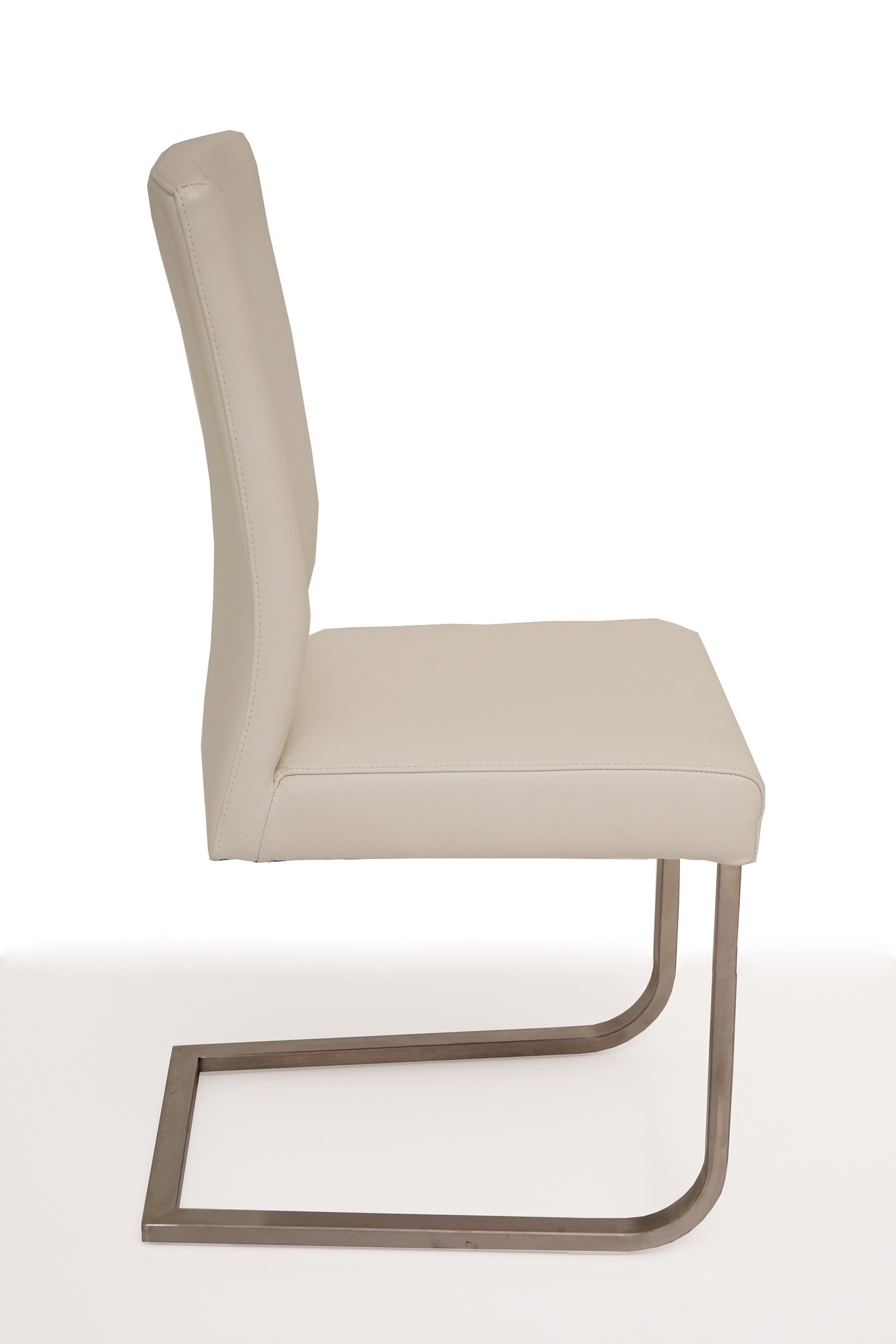 Skip3 nowoczesne białe krzesło metalowe na płozie skóra