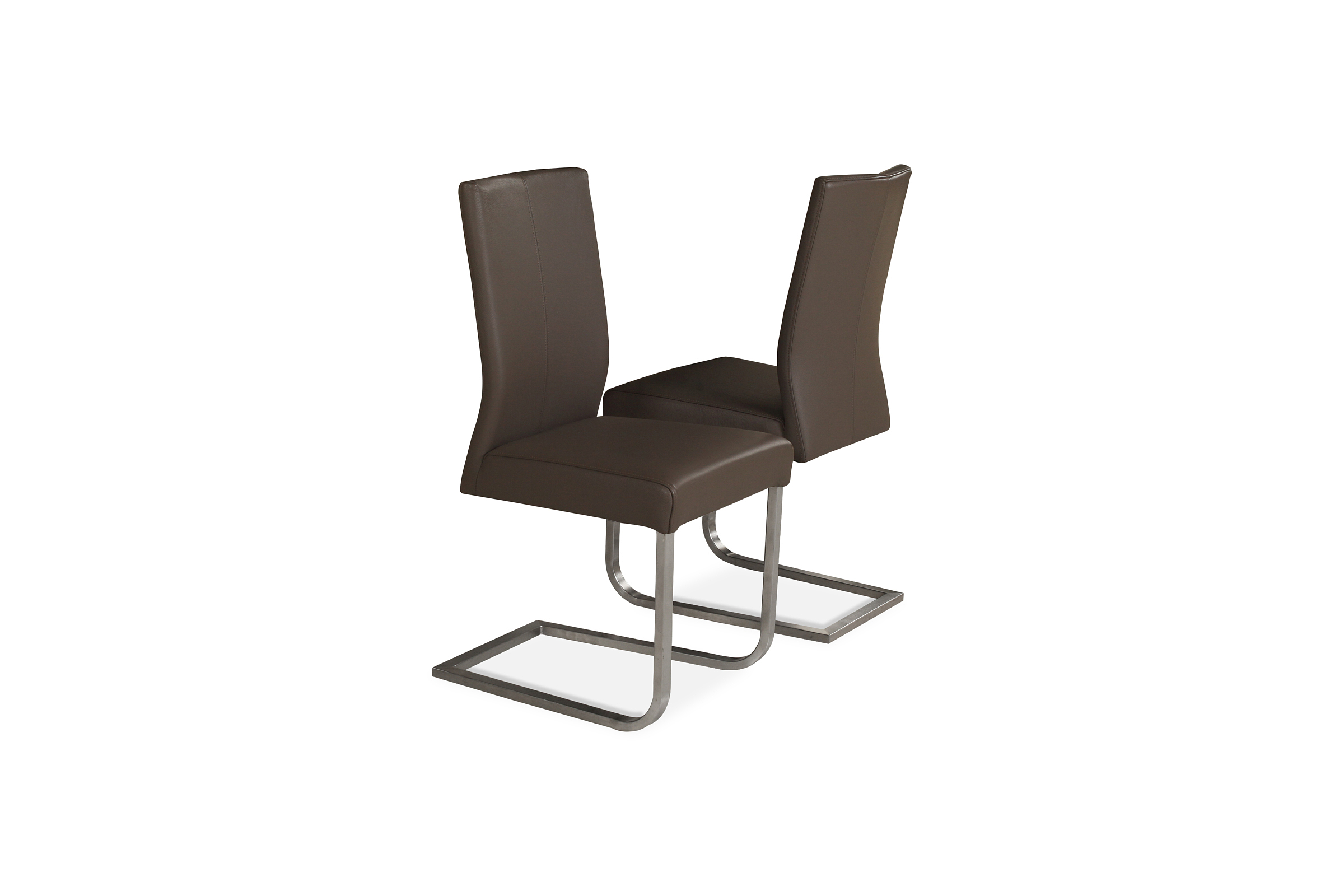 Skip3 nowoczesne krzesła z brązowej skóry na metalowych płozach