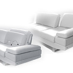 Sofa biała skóra regulowane i rozkładane oparcie