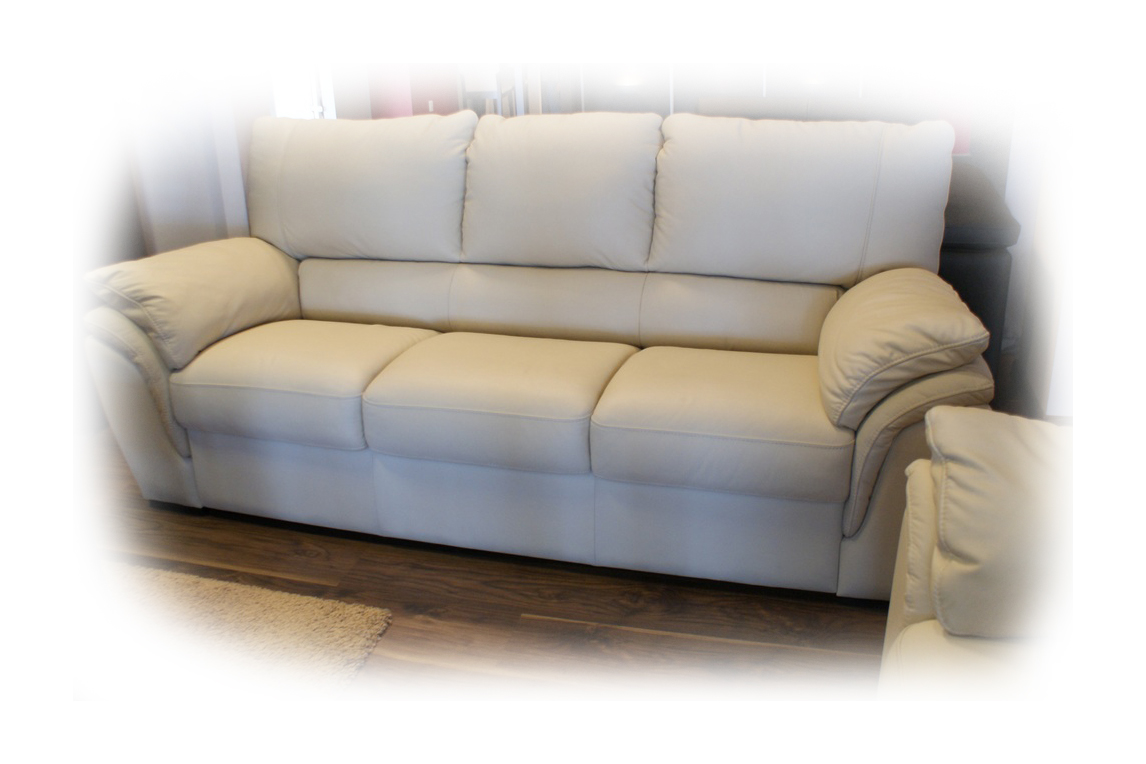 Soft sofa skórzana trzyosobowa kremowa