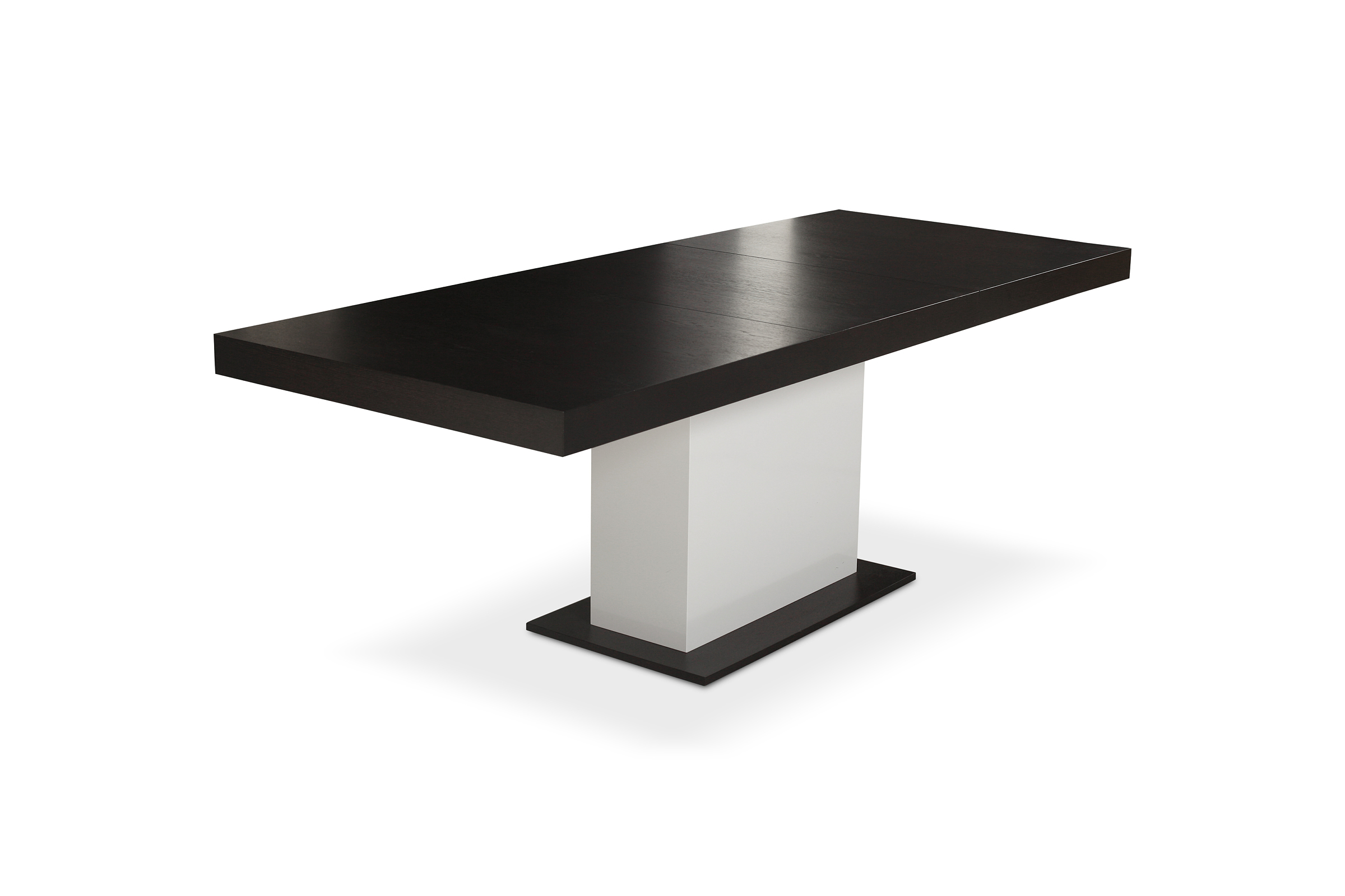 Tau stół rozkładany z czarnym blatem biała podstawa jedna noga