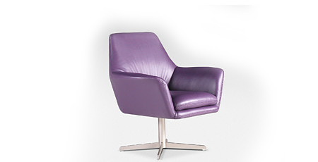 Twist nowoczesny fotel obrotowy do salonu skórzany fioletowy metalowa stopa