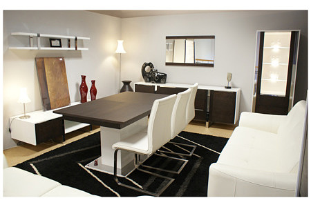 Artvision zestaw mebli białe korpusy fronty wenge stół szafki krzesła