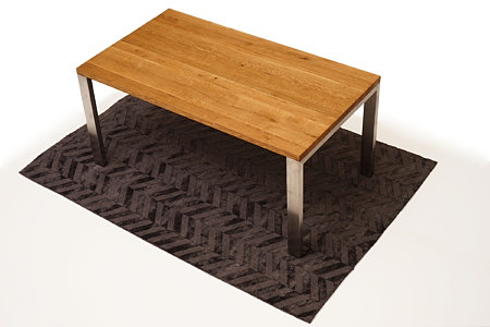 Mamut2 stół z blatem dębowym i metalowymi nogami ocynk