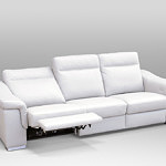 Biała wygodna sofa z relaxem, 3-osobowa sofa klasy premium