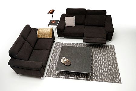 Bolero2 eleganckie sofy tapicerowane brązową tkaniną stolik spiek