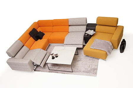 Infinity nowoczesna kolorówa sofa z funkcją relax stolik spiek
