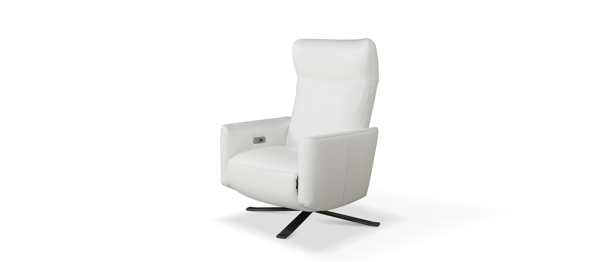 King biały elegancki nowoczesny fotel skórzany z funkcją relax