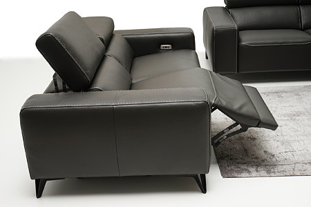 Longo elegancka czarna sofa skórzana z funkcją relax