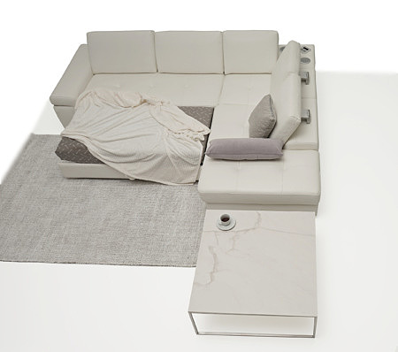 Onex biały elegancki narożnik ze spaniem oparcie poduszki