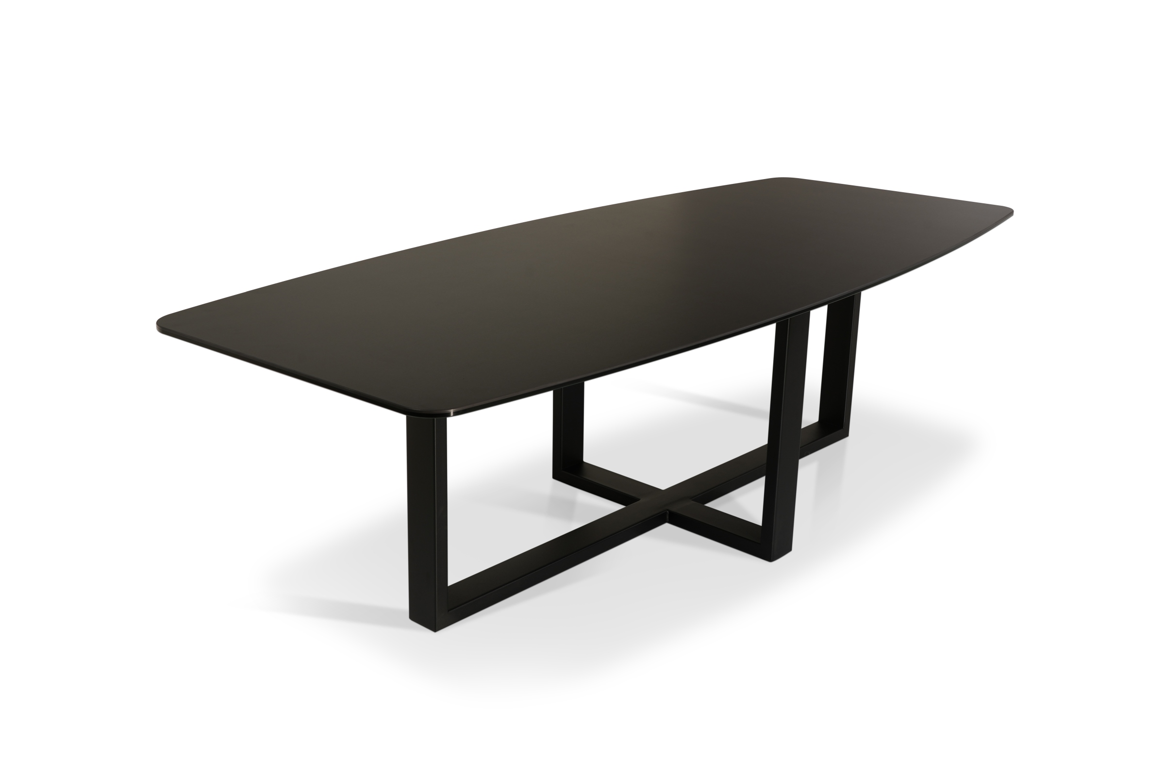 Nierozkładany stół z blatem ze spieku kwarcowego w czarnym matowym kolorze Nero Assoluto