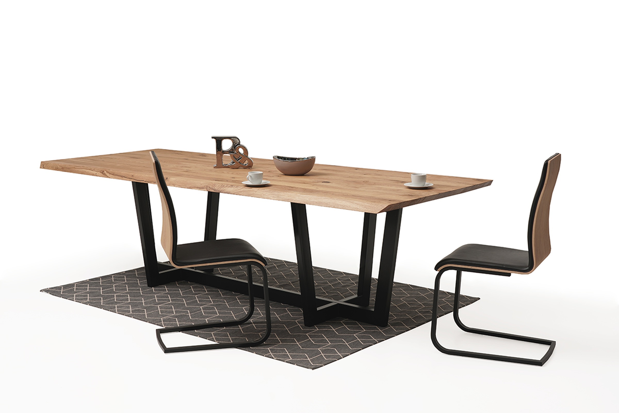 Nowoczesny stół z nogami z metalu z drewnianym blatem05