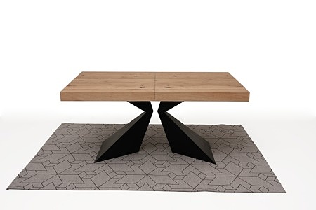 Stół z drewnianym blatem metalowe czarne nogi 1