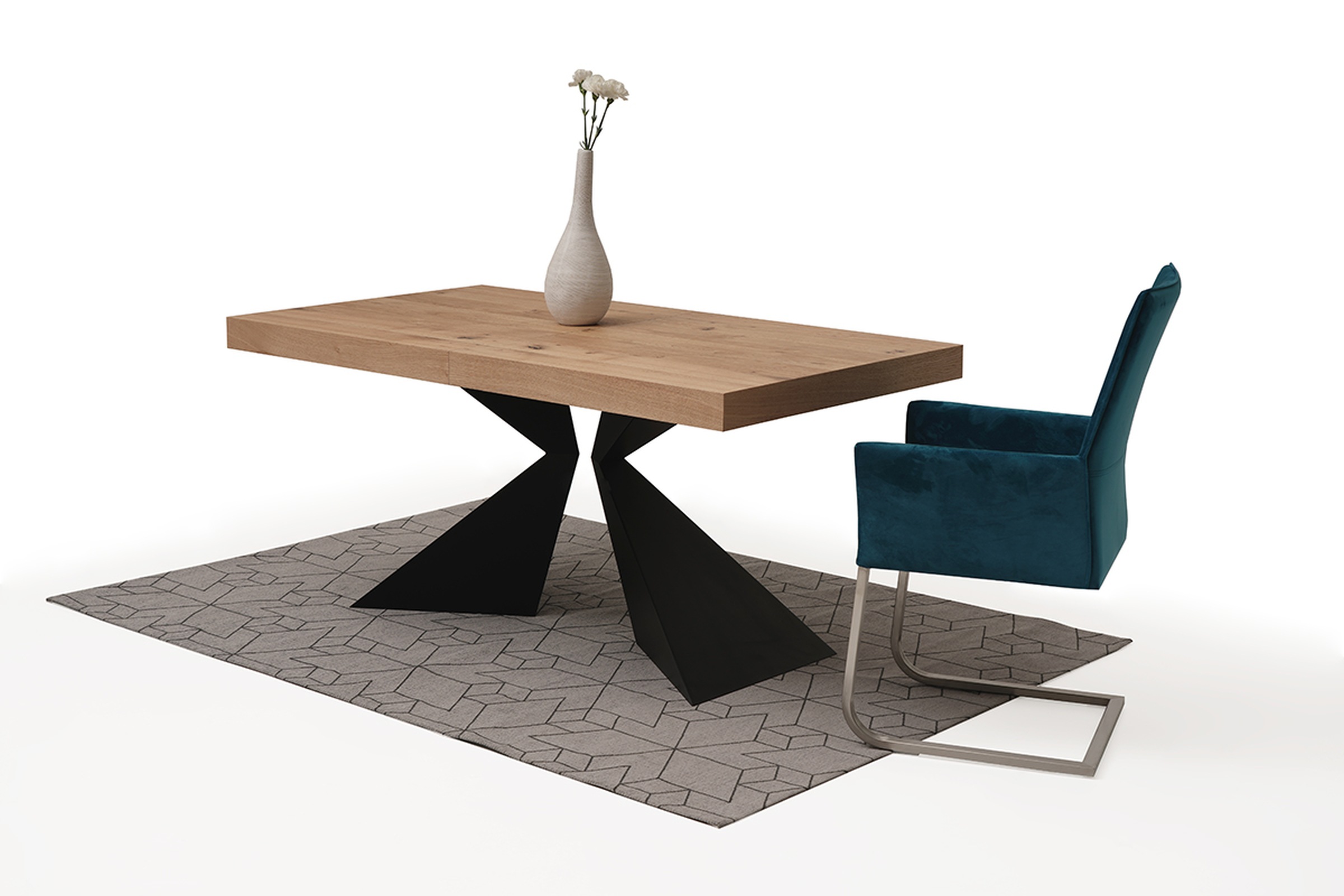 Stół z drewnianym blatem metalowe czarne nogi 2