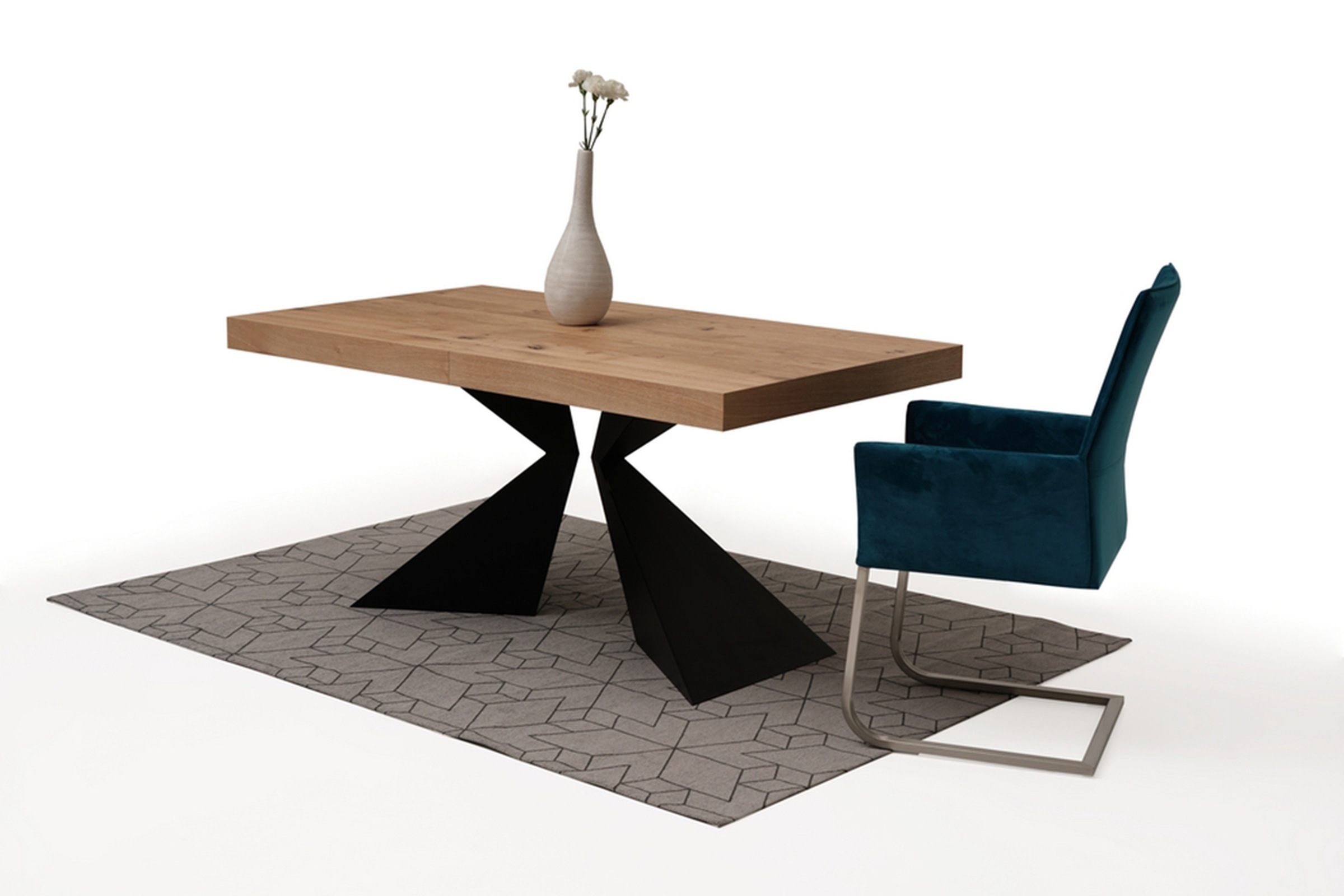 Stół z drewnianym blatem metalowe czarne nogi 3