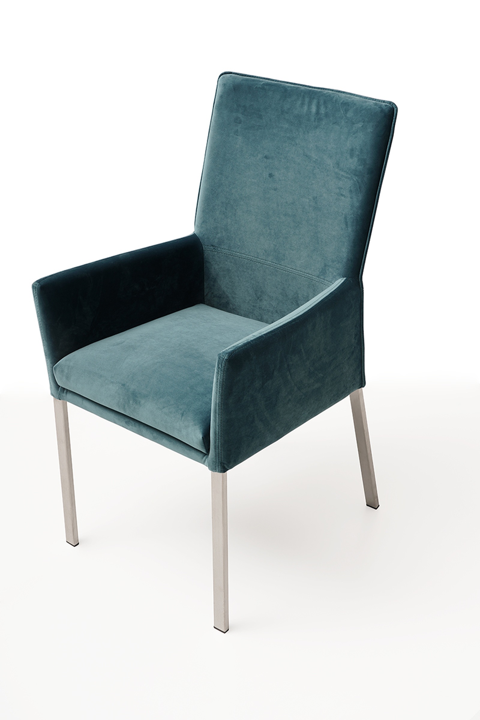 Tapicerowane krzesło z metalowymi nogami z podłokietnikami 01